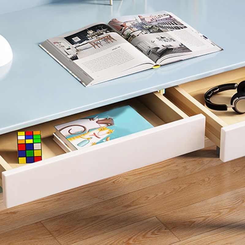 Modern Solid Wood Rectangle Writing Desk 2 Drawers 29.53" Tall Office Desk