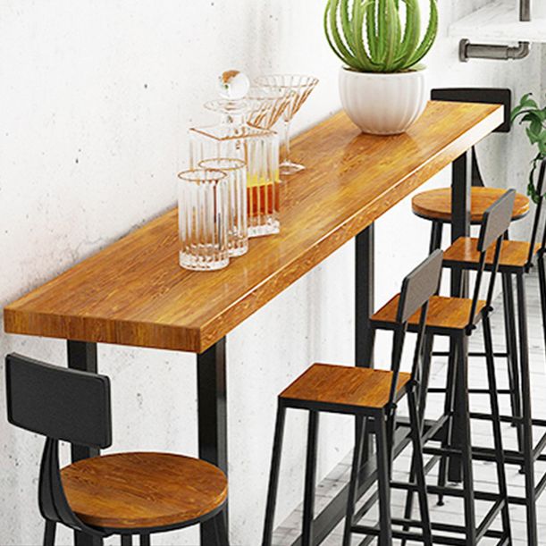 Wood Rectangle Top Counter Table Industrial 42-inch Height Table for Dining Room