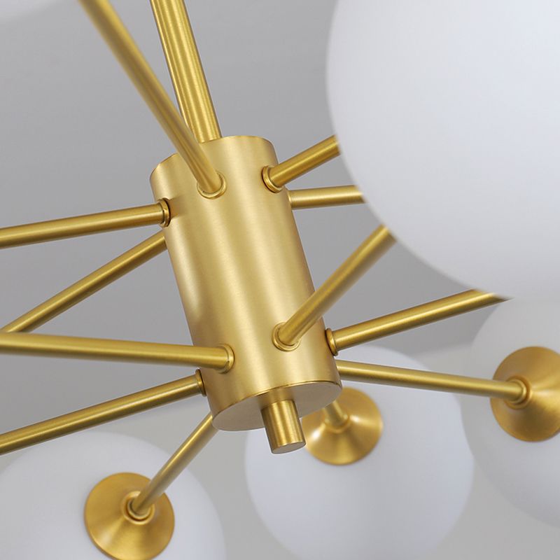 Lampadario globo nordico oro multi luce appesa alla luce con vetro bianco per camera da letto