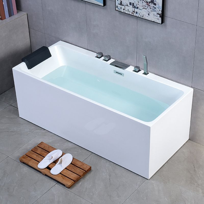 Modern Rectangular Bathtub Center White Freestanding Acrylic Bath