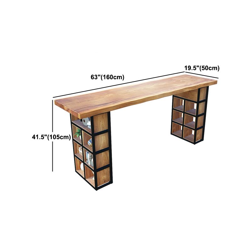 Industrial 1/2/9 Pieces Solid Wood Bar Table Set Fixed Counter Set for Home Use