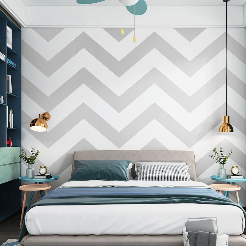 Modern Geometries and Wave Wallpaper, Non-Pasted, 33 ft. x 20.5 in Pure and Fresh Wall Covering