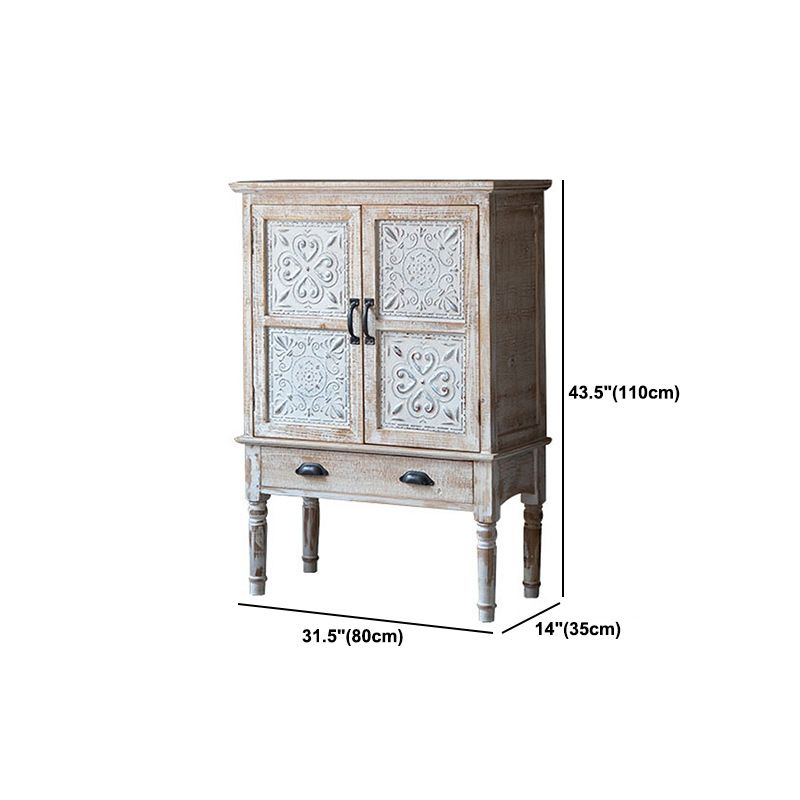 Industrial Wooden Accent Cabinet with Wooden Legs and Doors Cabinet