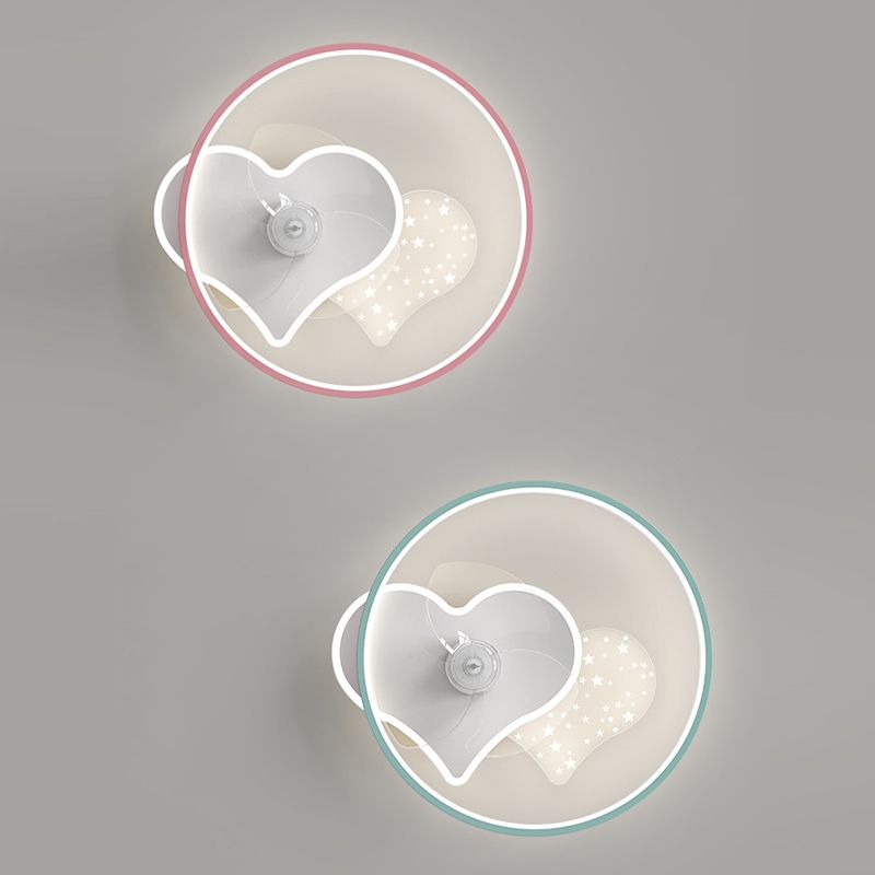 3-Blade Children Ceiling Fan Acrylic Blue/Pink Fan with Light for Bedroom