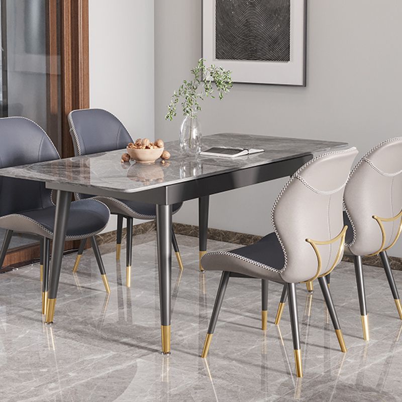 Scandinavian Style Wingback Side Chair Leather Dining Armless Chairs for Kitchen