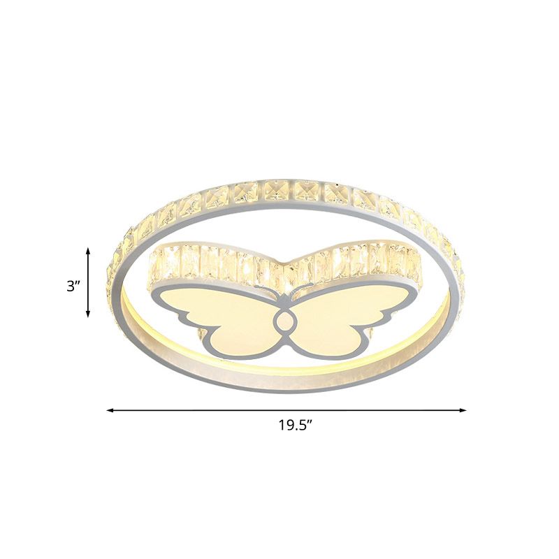 Weiße LED-Deckenleuchte, einfache Kristall-Schmetterlings-Unterputzleuchte für Schlafzimmer