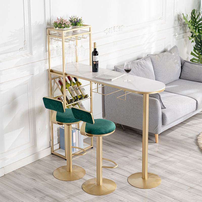 Modern 1/3 Pieces Bar Table Set Stone Counter Table with High Stools for Kitchen