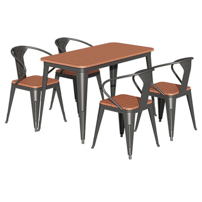 Contemporary Style Wood Table Set 1/2/3/5/7 Pieces Dining Set with Metal Chairs