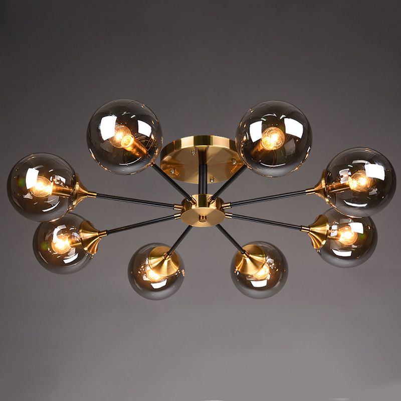 Globe Semi Flush Mount Lighting Minimalist Glass Dinning Room Semi Mount Lighting