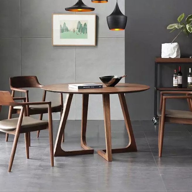 Tavolo da pranzo moderno a doppio piedistallo rotondo tavolo fisso in legno massiccio