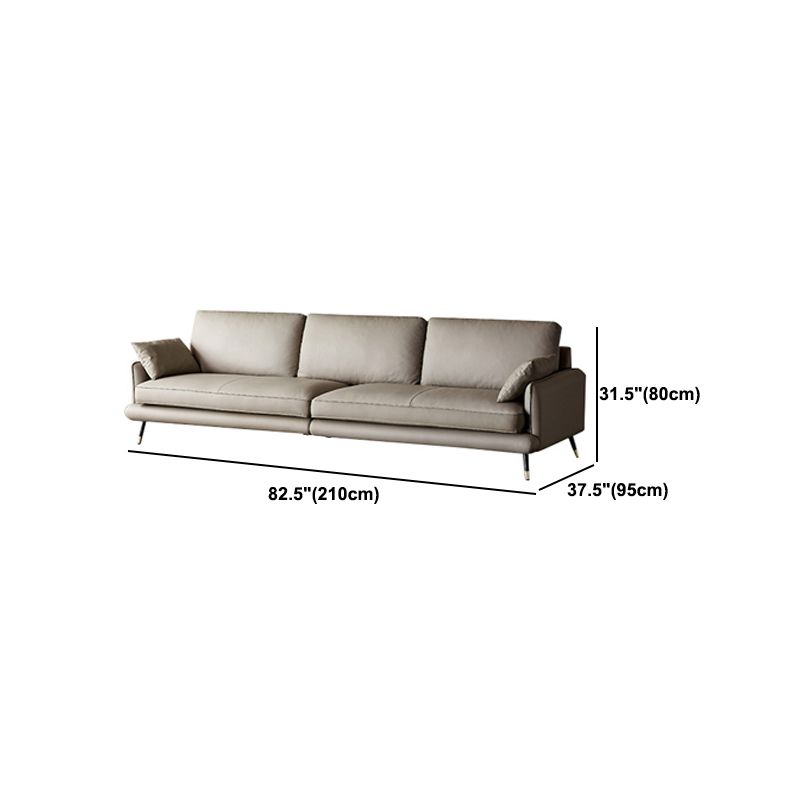 Modern Pillow Top Arm Sofa Faux/Genuine Leather Sofa in Gray