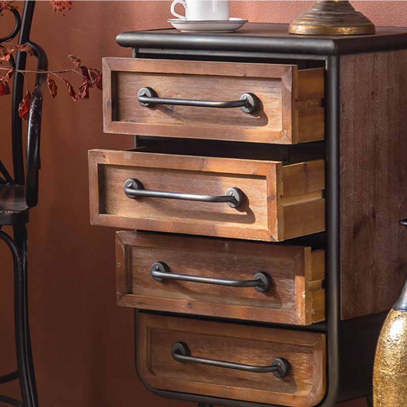Industrial Rectangle Solid Wood With Doors Cabinet Distressed Wood Accent Cabinet