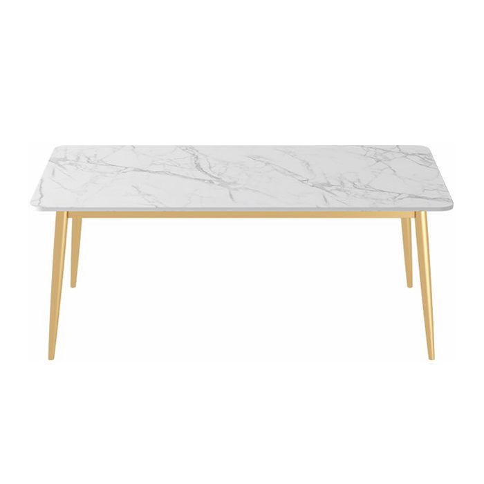 Sintered Stone Dining Table Traditional Luxury 4 Legs Table with Gold Frame