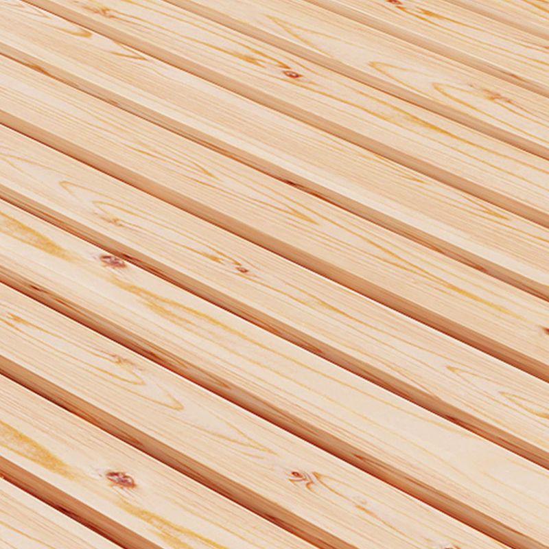 Natural Platform Bed Solid Wood Standard Bed with Rectangular Headboard