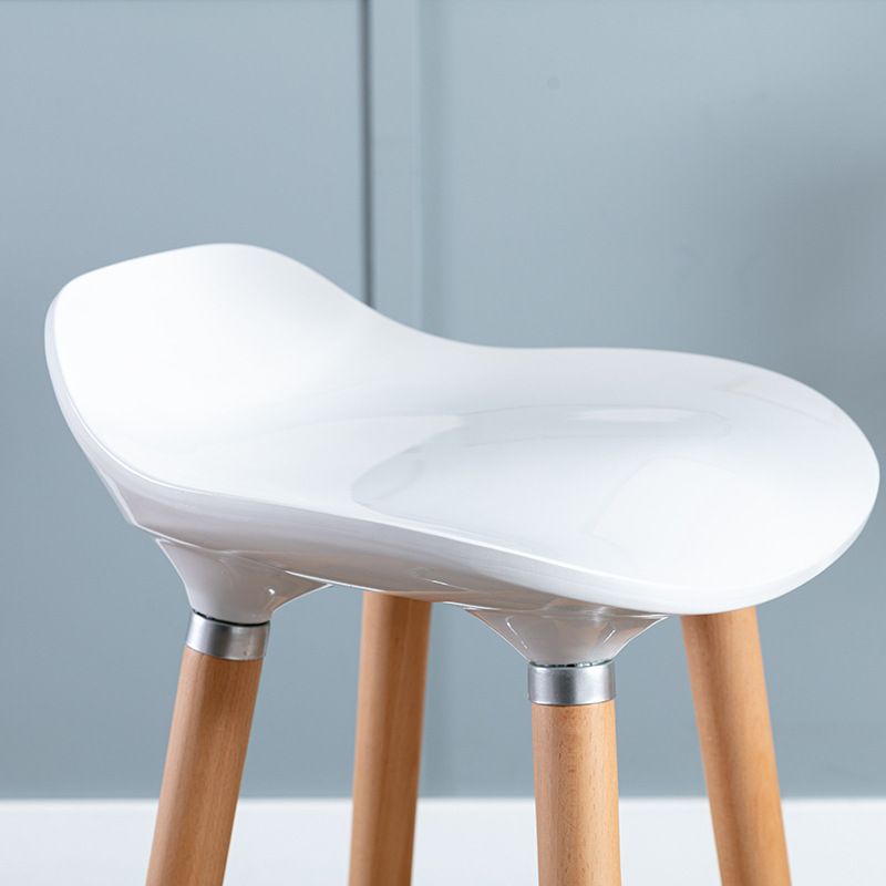 Nordic Style Plastic Seat Barstool 4 Legs Base Minimalism Bar Stool, Set of 2