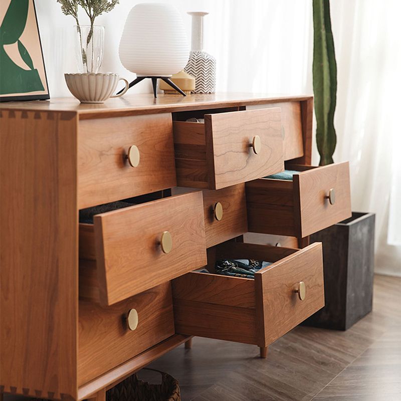 Modern Chest Pine 9 - Drawer Rectangle Straight Legs Accent Chest