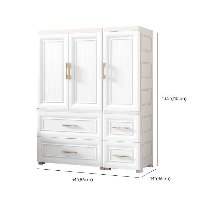 Contemporary White Storage Cabinet Bedroom Plastic Cabinet with Drawers
