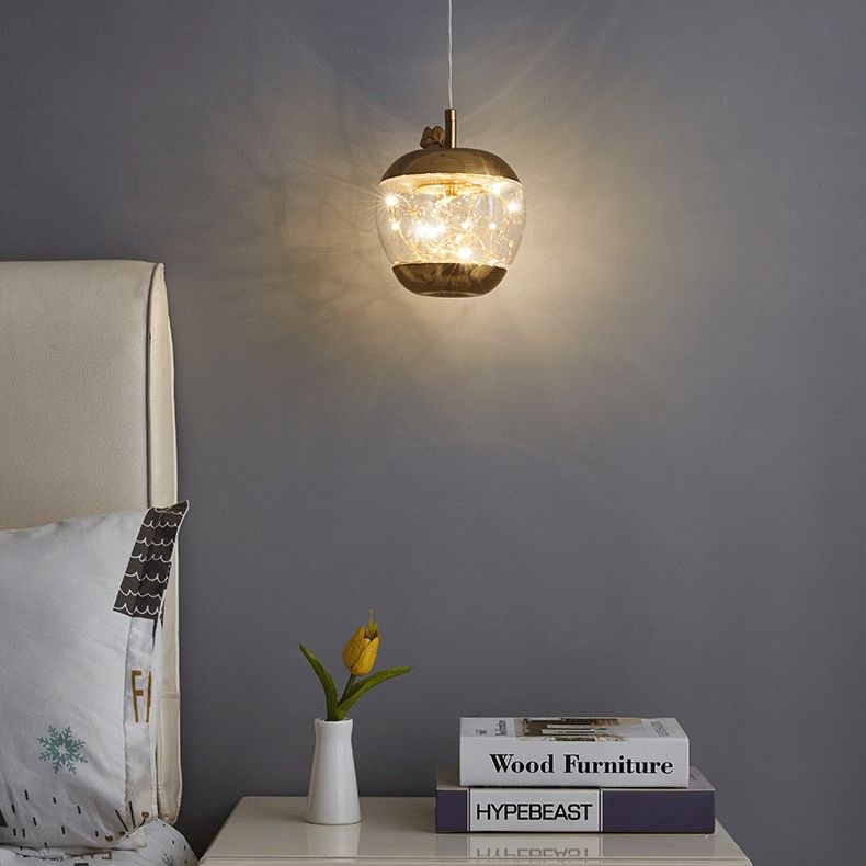 Éclairage pendentif à LED de pomme en verre contemporain 1 lampe suspendue à la tête pour salle à manger