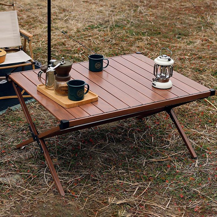 Industrial Style Patio Table Rectangle Metal Foldable Camping Table