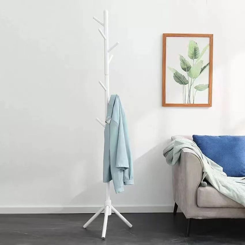 Modern Style Coat Rack Solid Pine Wood Free Standing Hooks Design Coat Rack