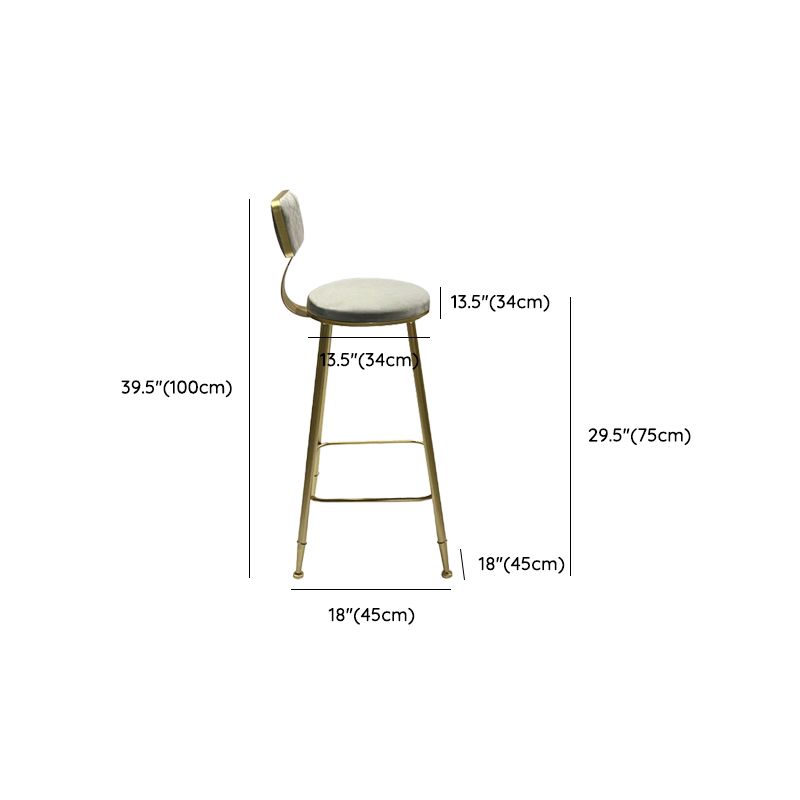 Contemporary Metal Bar Stools Armless Dining Stools with Footrest
