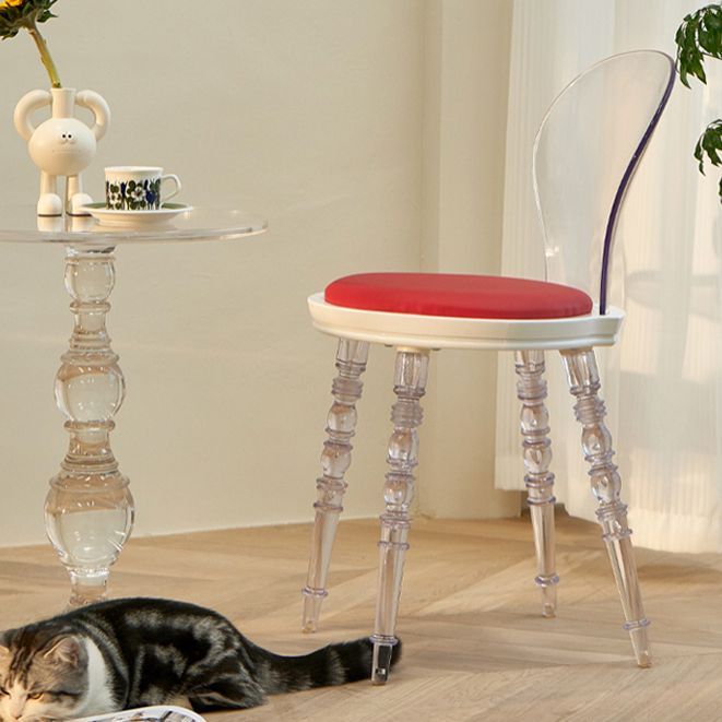 Modern Dining Room Plastic Parsons Armless Upholstered Dining Chair