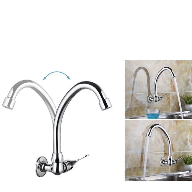 Wall Mounted Kitchen Faucet Single Handle One Function Faucet in Chrome