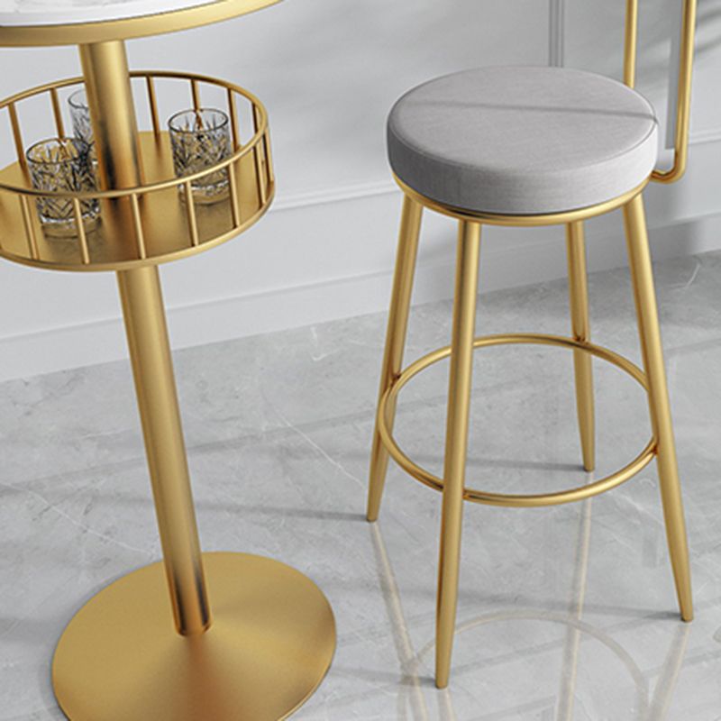 Scandinavian Metal Barstool Fabric Counter Stool in Matte Finish