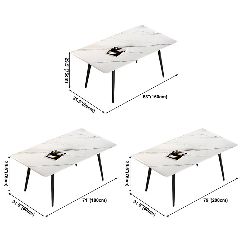Sintered Stone White Dining Table Simplicity 4 Legs Table for Dining Room