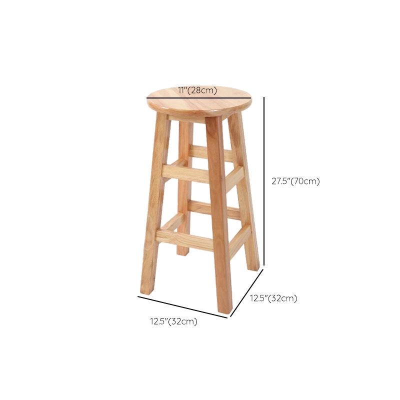 Industrial Armless Counter High Stool Solid Wood Backless Cafe Bar Stool with 4 Legs