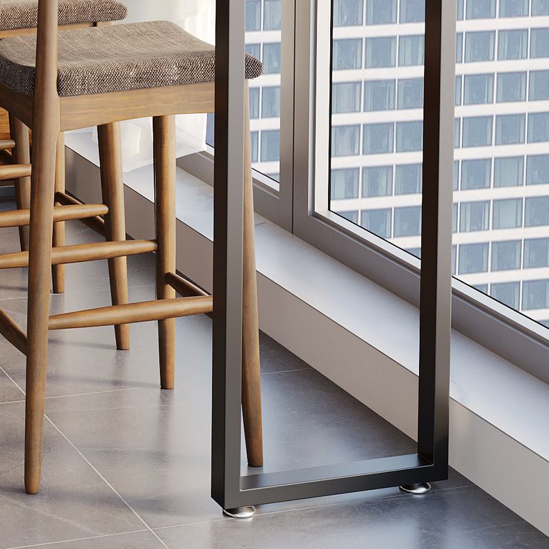 Modern Rectangle Wood Bar Table Metal Base for Milk Tea Shop