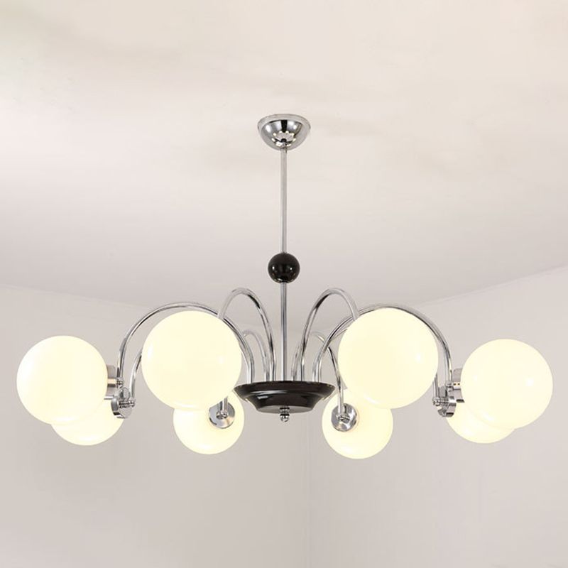Vintage Simplicity Round Ceiling Chandelier Milk Glass Hanging Light for Living Room