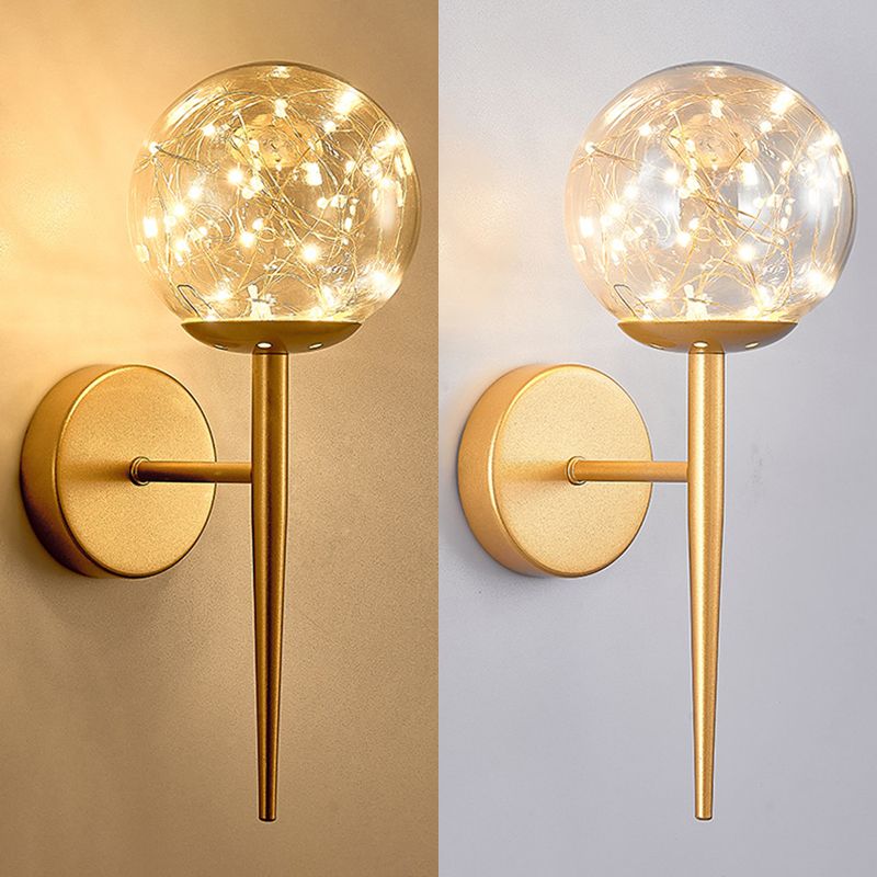 Nordic Style Simplicity Indoor Wall Lamp LED Light String Glass Ball Sconce Lights with Metal Lamp Post