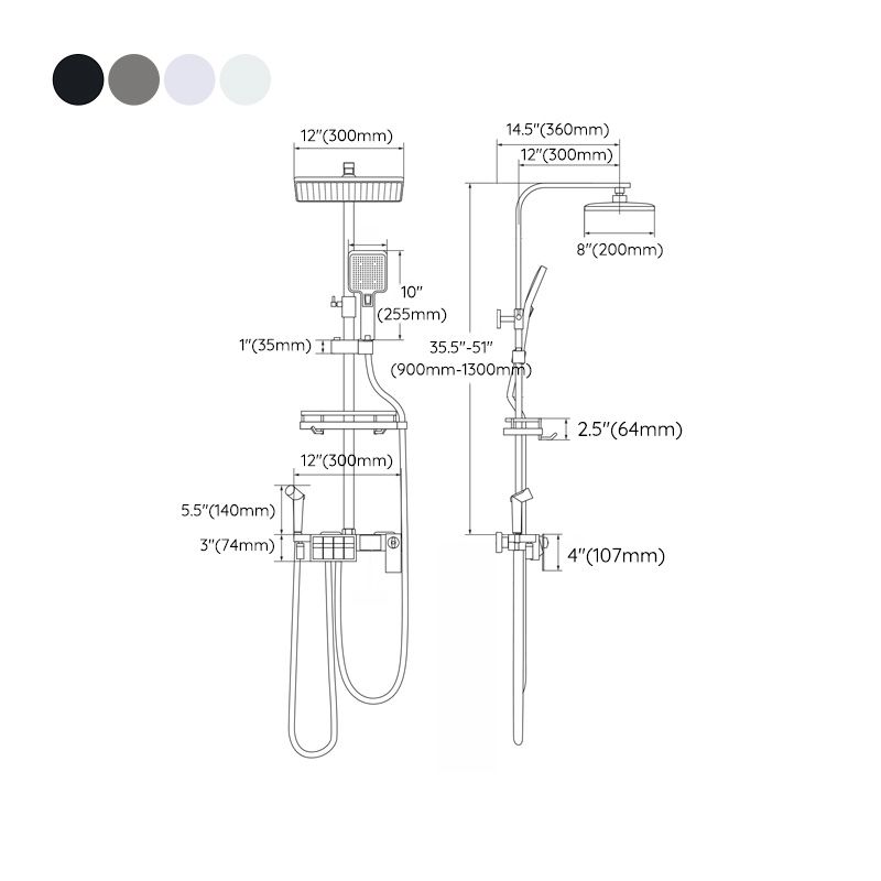 Modern Adjustable Spray Pattern Water Flow Shower Faucet Shower Hose Shower System on Wall