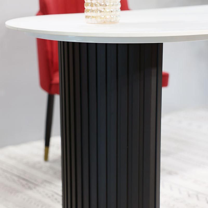 Oval Stone Dining Table Luxury Double Pedestal Table for Dining Room