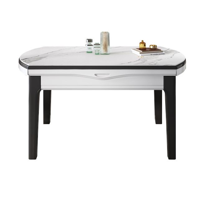 7 Pcs Modern Dining Room Set with Round Table and 4 Legs Base Dining Set with Armless Chairs