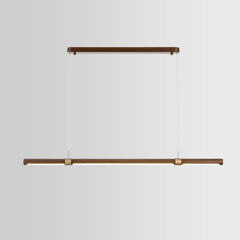 Linear Iron 1 - Light Kitchen Island Light in Walnut and Gold Finish LED Ceiling Pendant