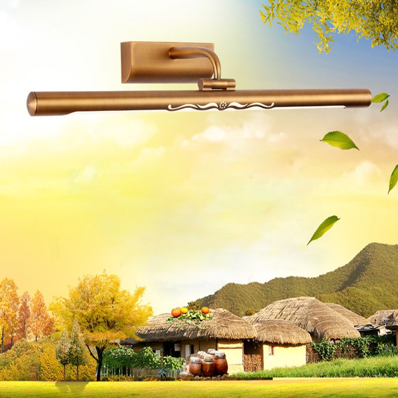 Waterproof Linear LED Wall Light Metal Antique Brass Vanity Neutral Light for Dressing Room