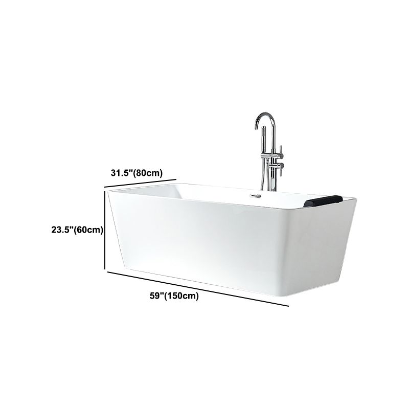 Modern Acrylic Home Bathtub Rectangular Freestanding Bath Tub in White
