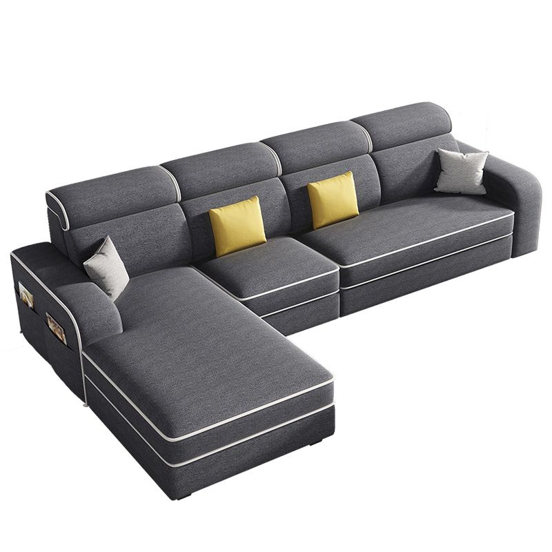 Cotton Blend Square Arm Sofa & Chaise for Living Room  with storage