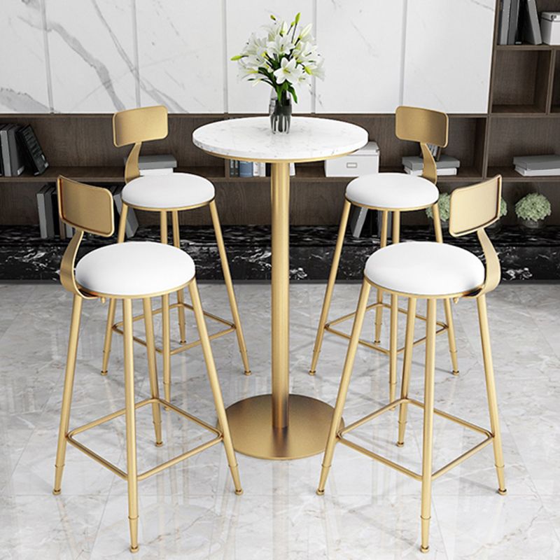 Glam Round Dining Stool Low Back Chairs with Gold Metal Base