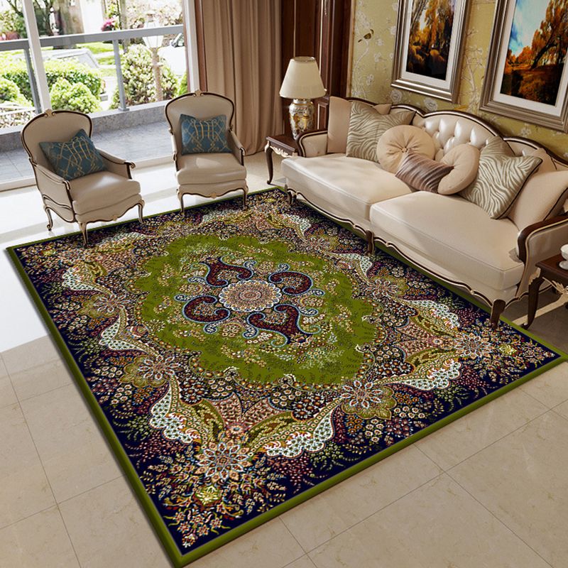 Moroccan Paisley Pattern Carpet Polyester Indoor Rug Pet Friendly Area Rug for Living Room