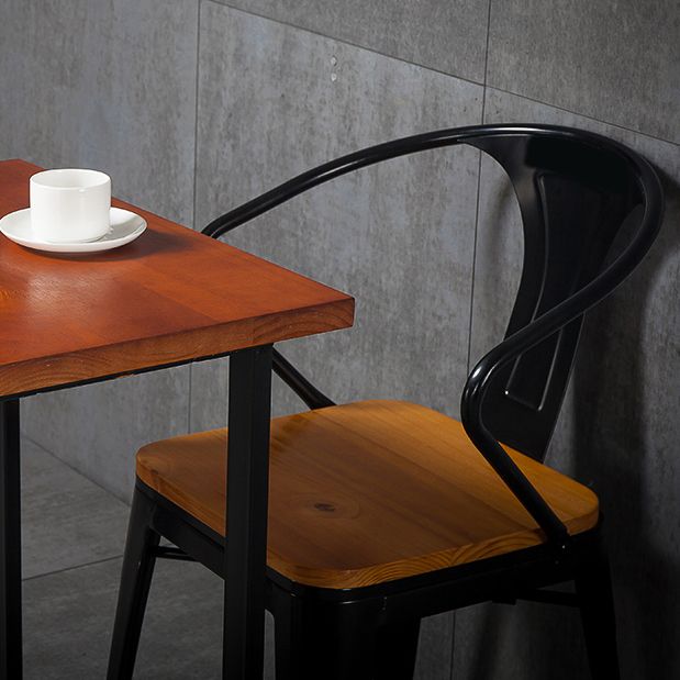 Fixed Industrial Dinette Set 1/3 Pcs Brown Solid Wood Furniture for Home