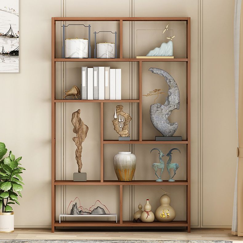 Etagere Shelf Bookcase Brown Vertical Bookshelf for Home Office