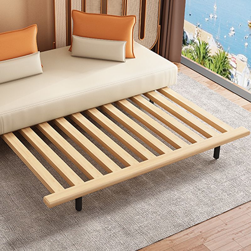 Modern Convertible Sofa Bed Armless Sofa with Pillows in Beige