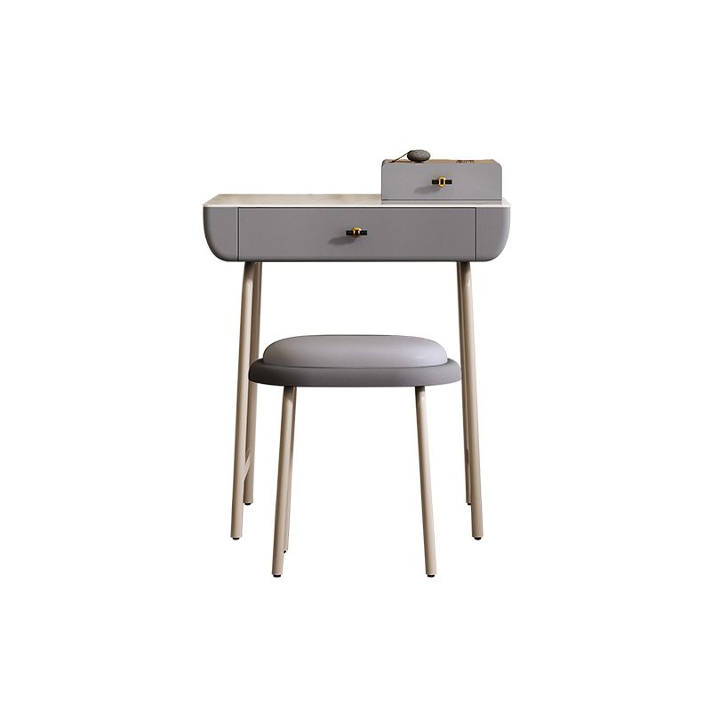Glam Wood/ Marble With Drawer Vanity Table and Stool Set for Bedroom