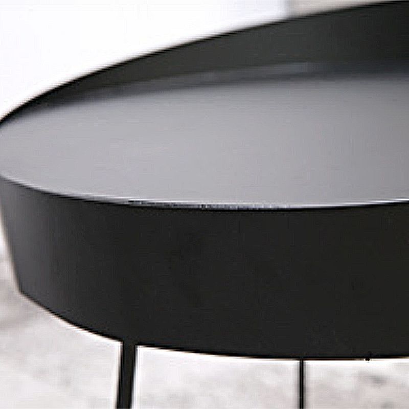 Mid Century Iron Round Coffee Table 2 Pieces Tray Top Cocktail Table Set