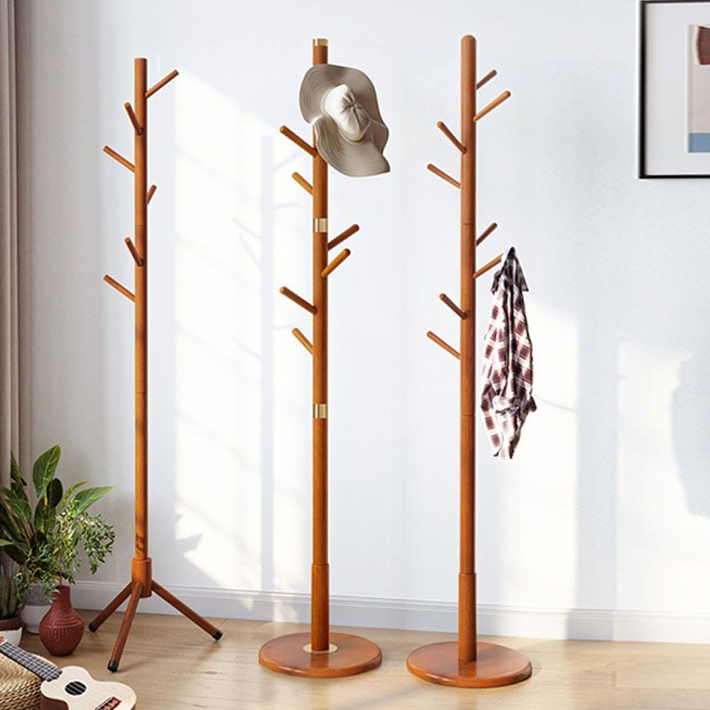 70"/69" Tall Hall Stand, Scandinavian Solid Wood Entry Hall Tree with Hook