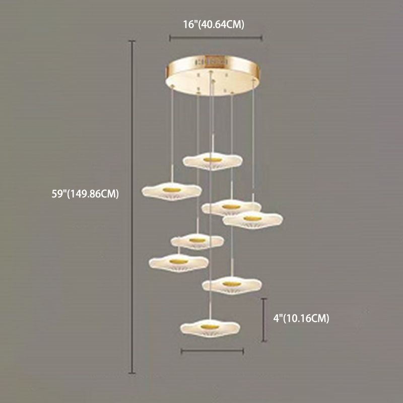 Modern Multiple Lotus Leaf  Shaped Shade Pendant Light  Acrylic Long Hanging Lamp  for Living Room