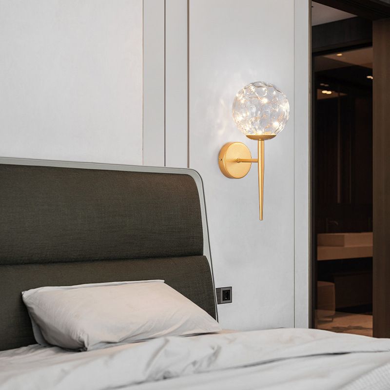 Glass Spherical Shape Wall Lights Modern Style 1 Light Wall Sconce for Bedroom